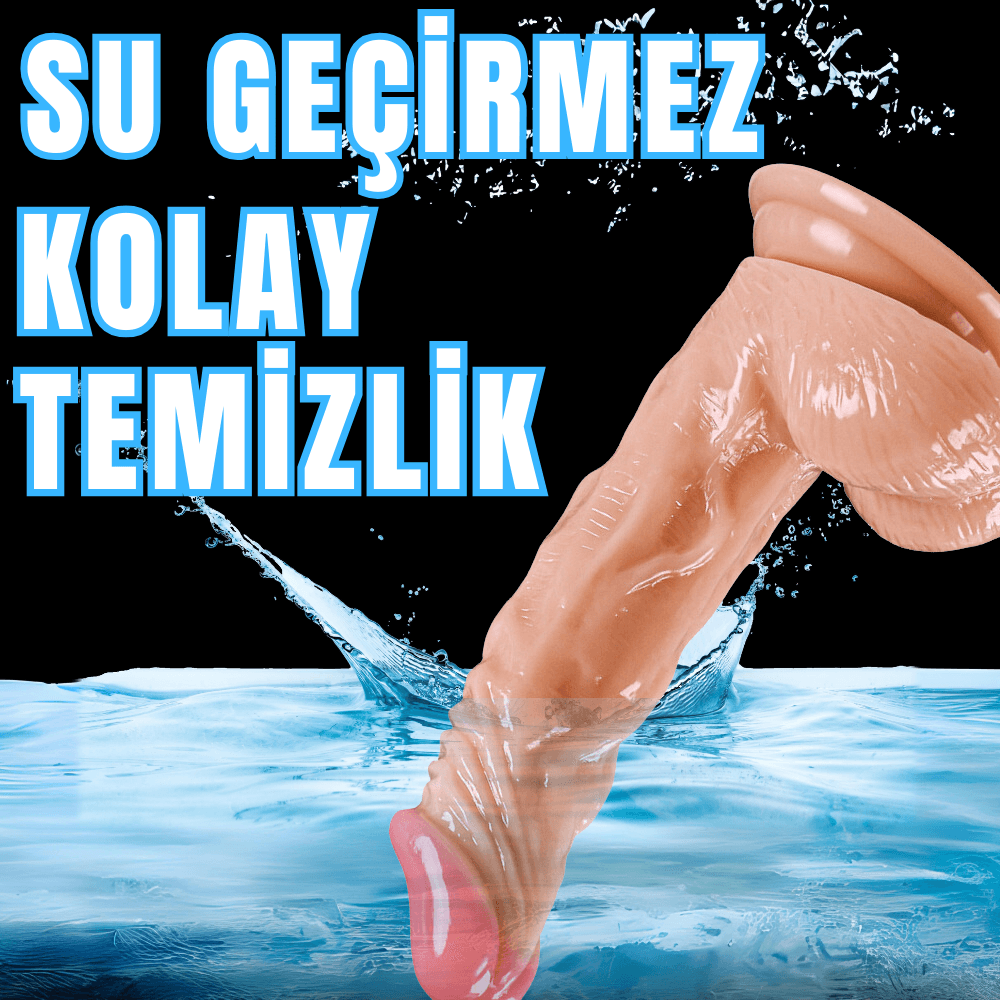 Güçlü Vantuzlu Eğik ve Damarlı Realistik Dildo Gerçekçi Yapay Penis 18x3.5 CM