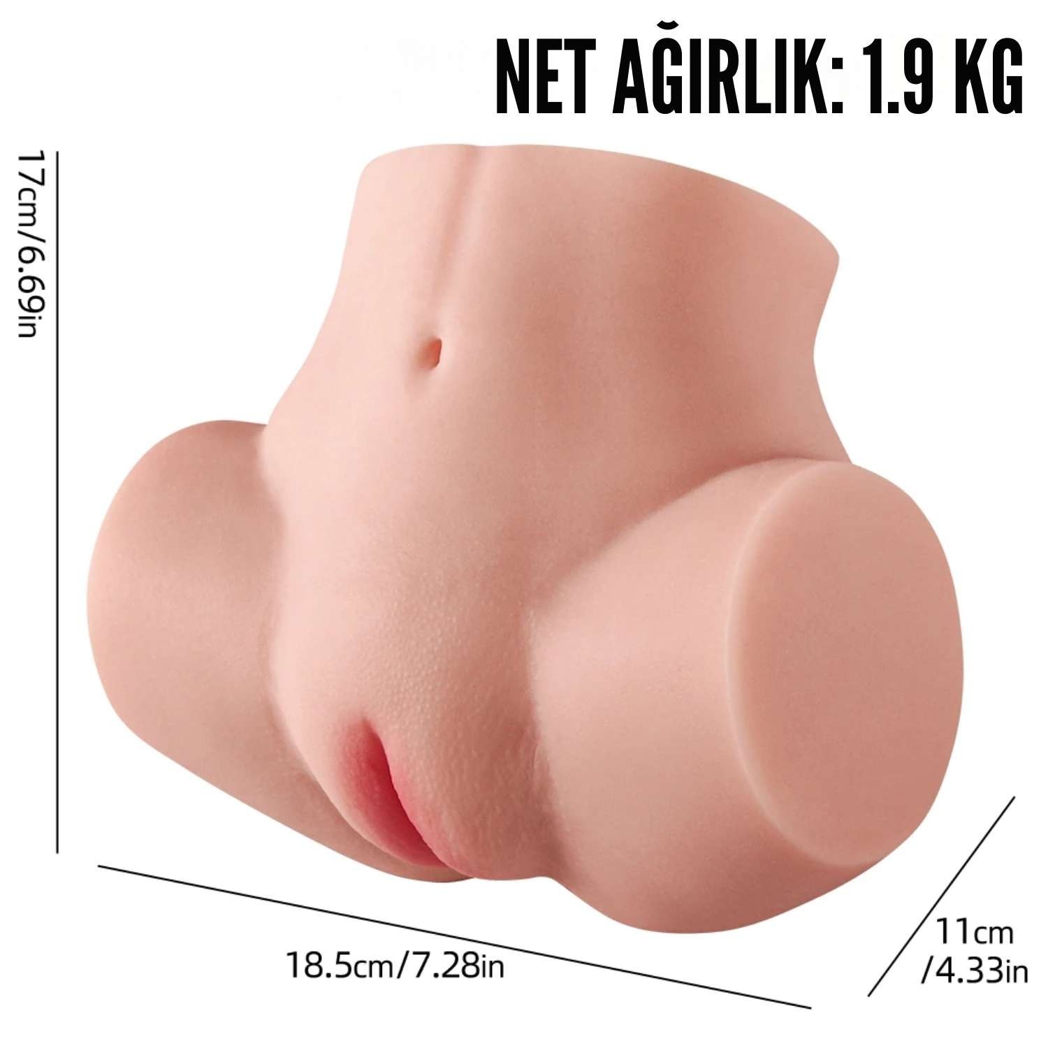 Lina - Anal Vajina Çift Girişli Realistik Kalça Titreşimli 2 in 1 Suni Vajina Mastürbatör 1.9 KG