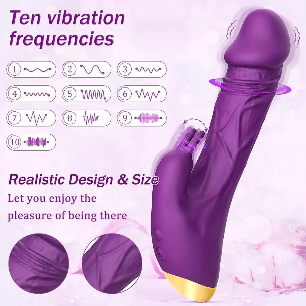 Şarjlı Çift Titreşim Motorlu Klitoris ve G Spot Uyarıcı Dildo Rabbit Vibratör detay