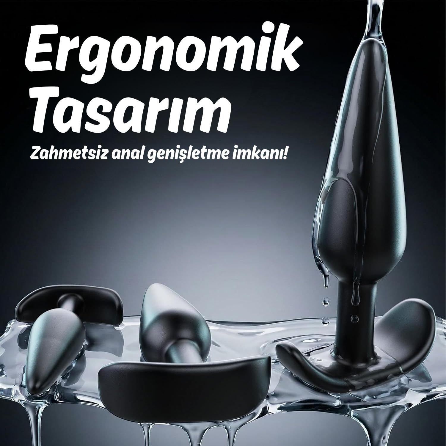 Başlangıç ve İleri Seviye Genişletmek İçin 3 Farklı Boyutta Karo Tabanlı Silikon Anal Plug Set - Siyah detay