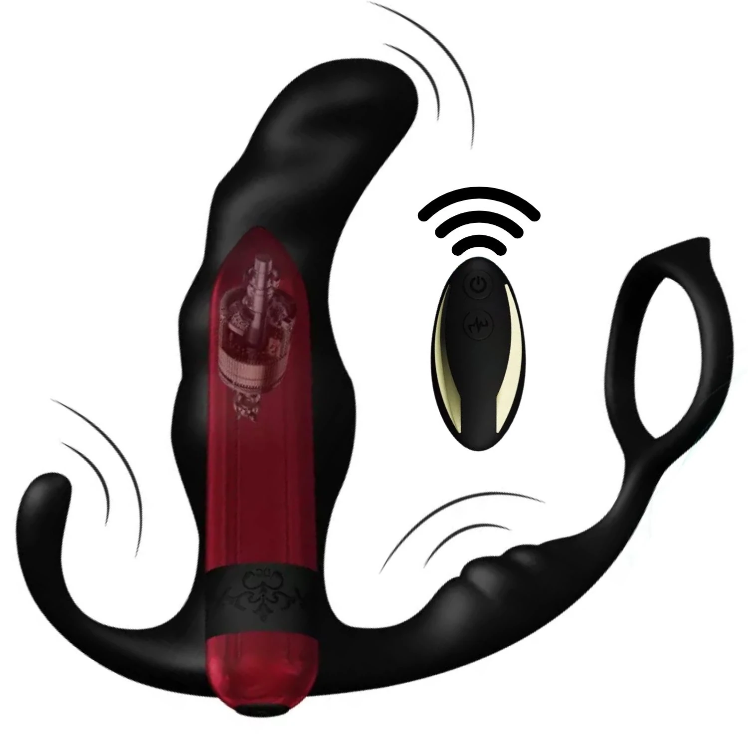 Knight - Şarjlı Kablosuz Uzaktan Kumandalı Çıkar-Tak Bullet Vibratörlü Penis Halkalı Prostat Masaj Anal Vibratörü