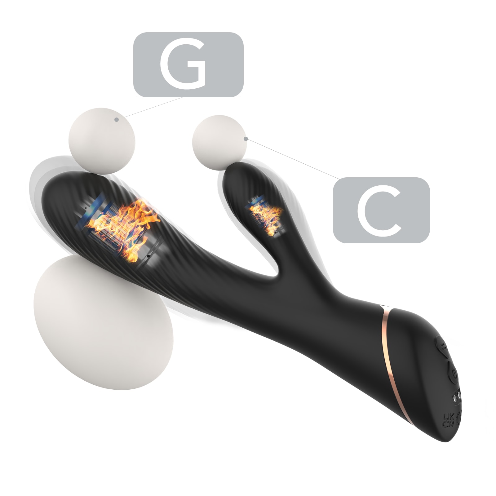 Spiry - Manyeitk Şarjlı Tırtıklı Yüzey Esnek Yapı G Nokta ve Klitoris Uyarıcı 2 in 1 Rabbit Vibratör detay