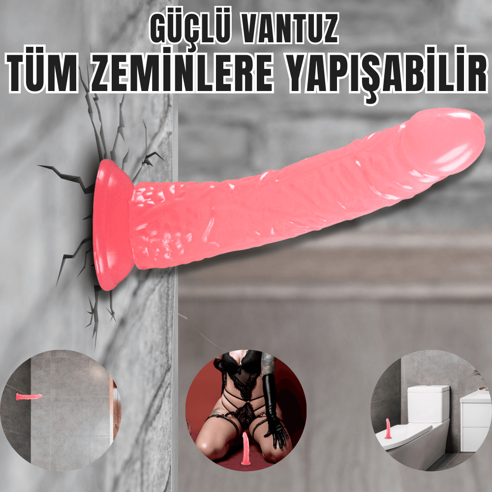 Güçlü Vantuzlu Damarlı Testissiz Realistik Dildo Anal Vajina Kullanım Gerçekçi Yapay Penis 21x3.5 CM
