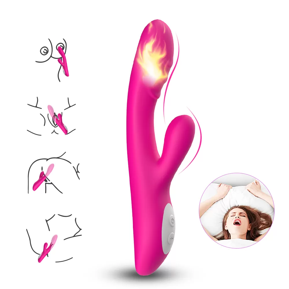 Spark - Şarjlı Isıtmalı Aynı Anda Klitoris ve G Spot Uyarıcı Güçlü Titreşimli 2 in 1 Rabbit Vibratör detay