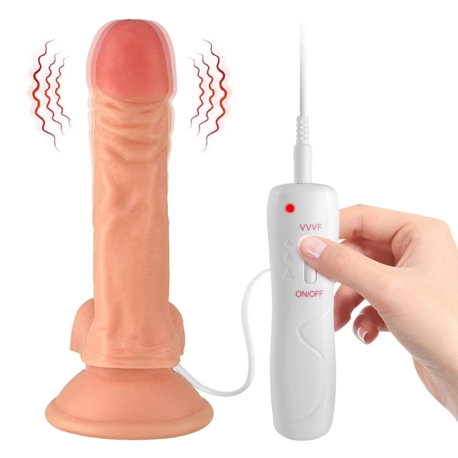 Ryan - Kumandalı Vantuzlu Güçlü Titreşimli Gerçekçi Yapay Penis Realistik Dokuda Dildo 21 CM detay