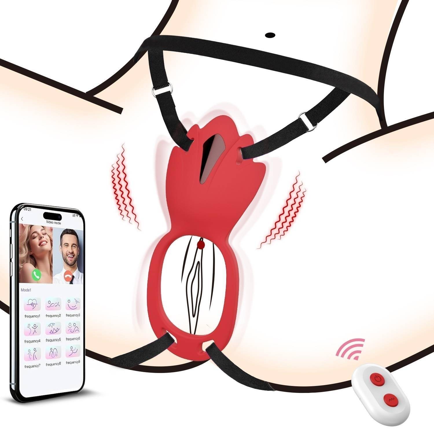 Ivy APP RCT - Şarjlı Kumanda Ve Telefon Kontrollü Vajina Çevresi ve Klitoris Uyarıcı Kemerli Giyilebilir Couple Vibratör detay