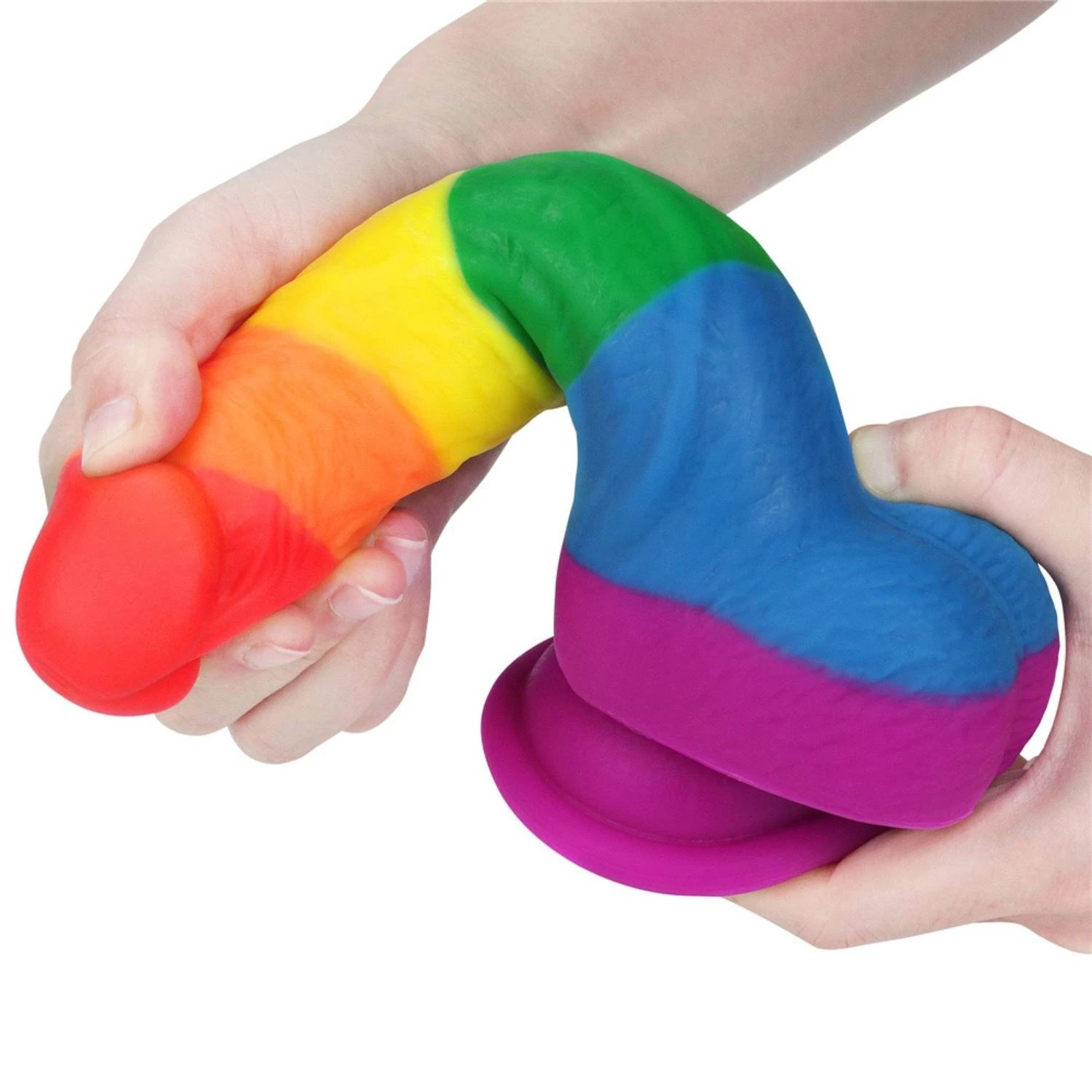Onur Bayrağı Renkli Ultra Yumuşak Doku Silikon Gerçekçi Yapay Penis Realistik Dildo 19x4 CM