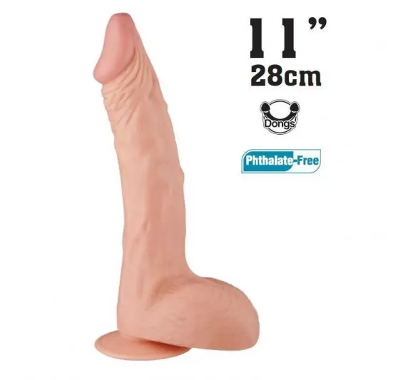 Hoodlum - Et Dokulu Büyük Boy Kalın Realistik Dildo XXL Size Ekstra Büyük Gerçekçi Yapay Penis 28x7 CM detay
