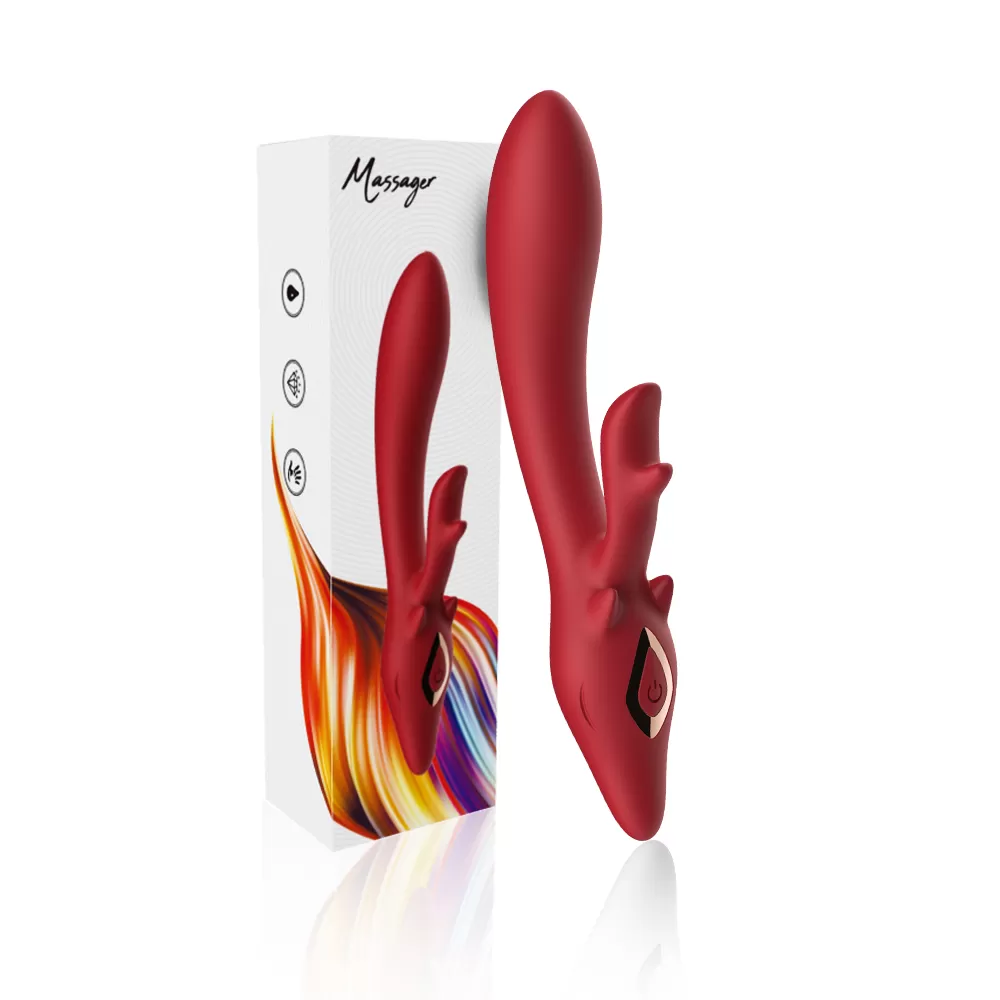 DRAGON Manyetik Şarjlı Ultra Güçlü Titreşimli 2 in 1 Lüks Rabbit Vibratör detay
