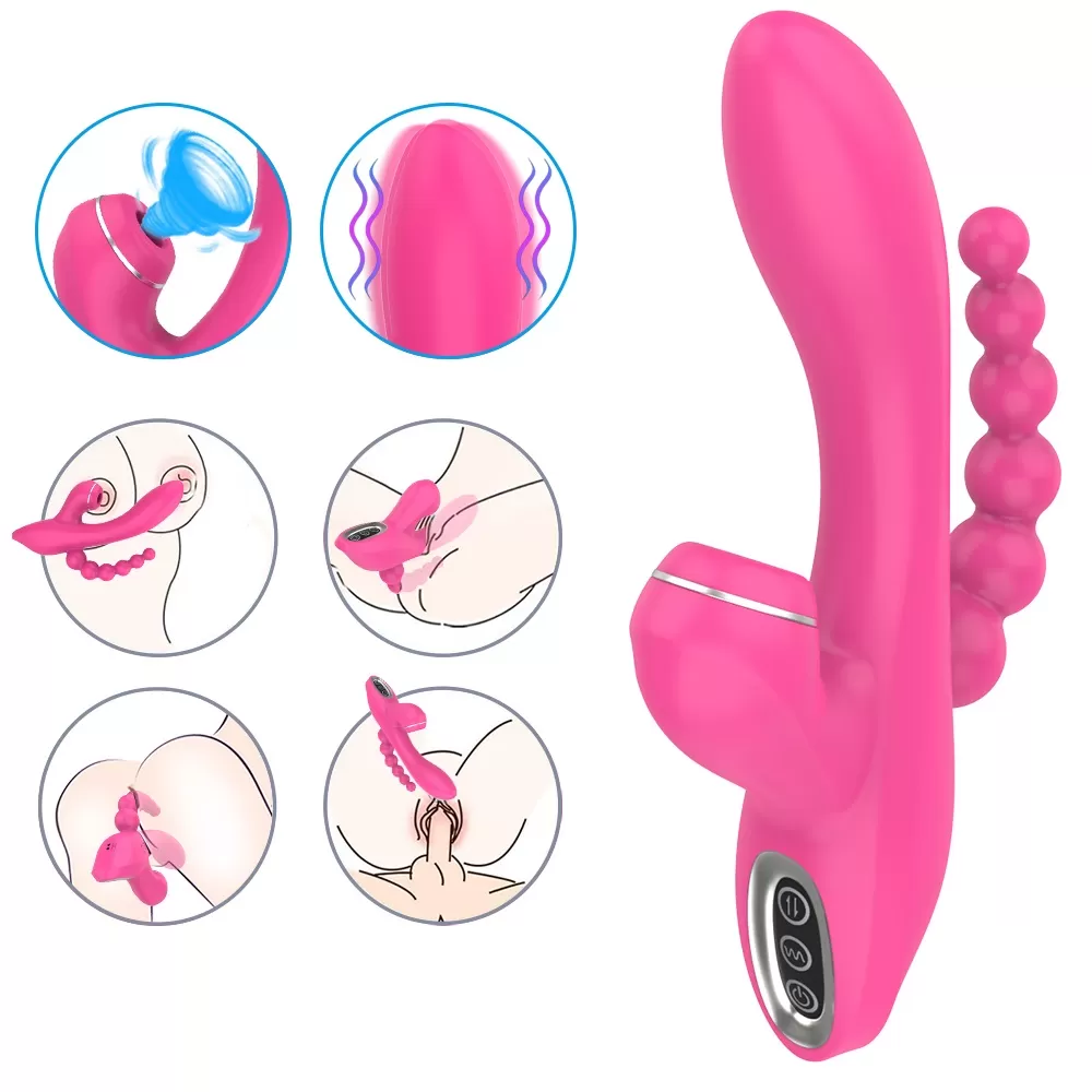 Abel - Şarjlı Triple Anal Beads G Spot ve Klitoris Uyarıcı Güçlü 3 in 1 Emiş Vibratör detay
