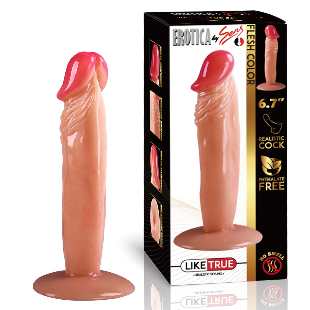 Güçlü Vantuzlu Testissiz Realistik Dildo Anal Vajina Kullanım Gerçekçi Yapay Penis 17x3.6 CM