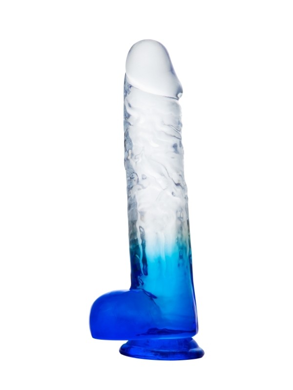MYST COLOR Dildo Realistik Jel Dokuda Vantuzlu Ultra Yumuşak Şeffaf Mavi Yapay Penis