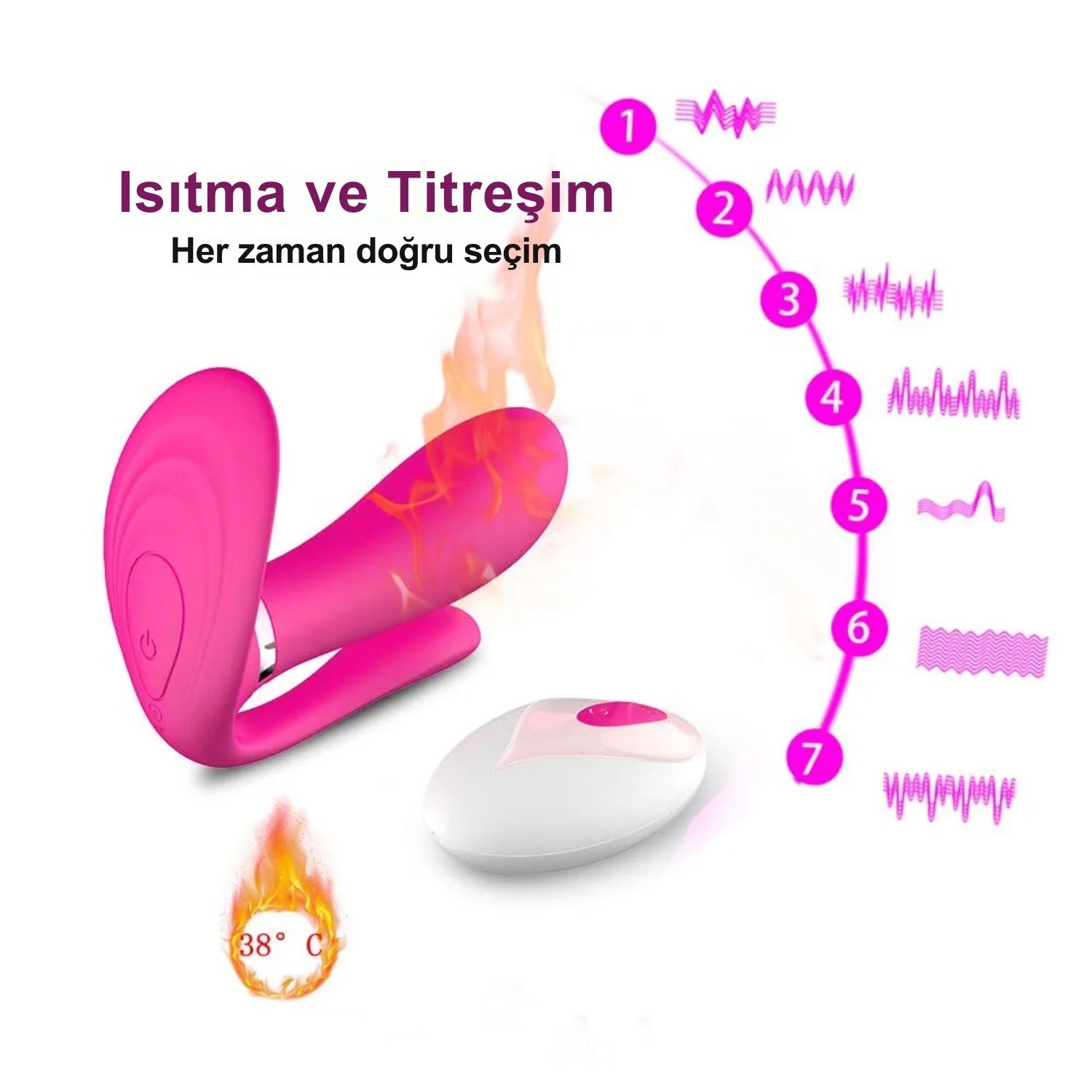 Massager - Şarjlı Isıtmalı Kablosuz Kumandalı Anal Vajina Klitoris Uyarıcı Giyilebilir 3 in 1 Panty Vibratör
