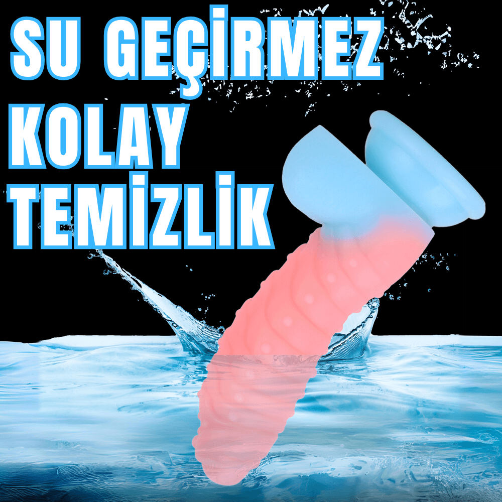 NEON ELITE Glow in the Dark - Karanlıkta Parlayan Tırtıklı Dildo Ultra Yumuşak Realistik Yapay Penis