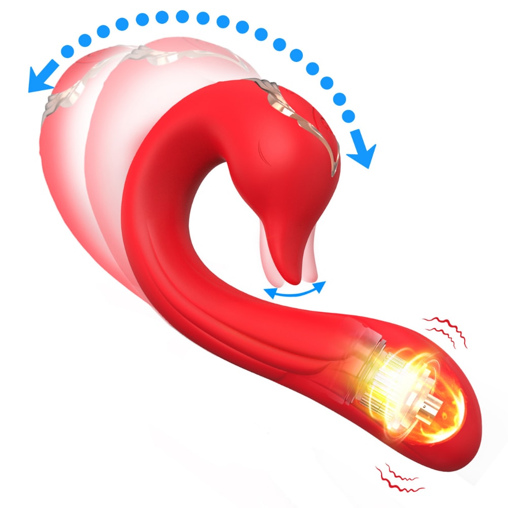 PRIME TOYS Swan Şarjlı Dil Hareketli Bükülebilir G Nokta ve Klitoris Uyarıcı 2 in 1 Vibratör detay