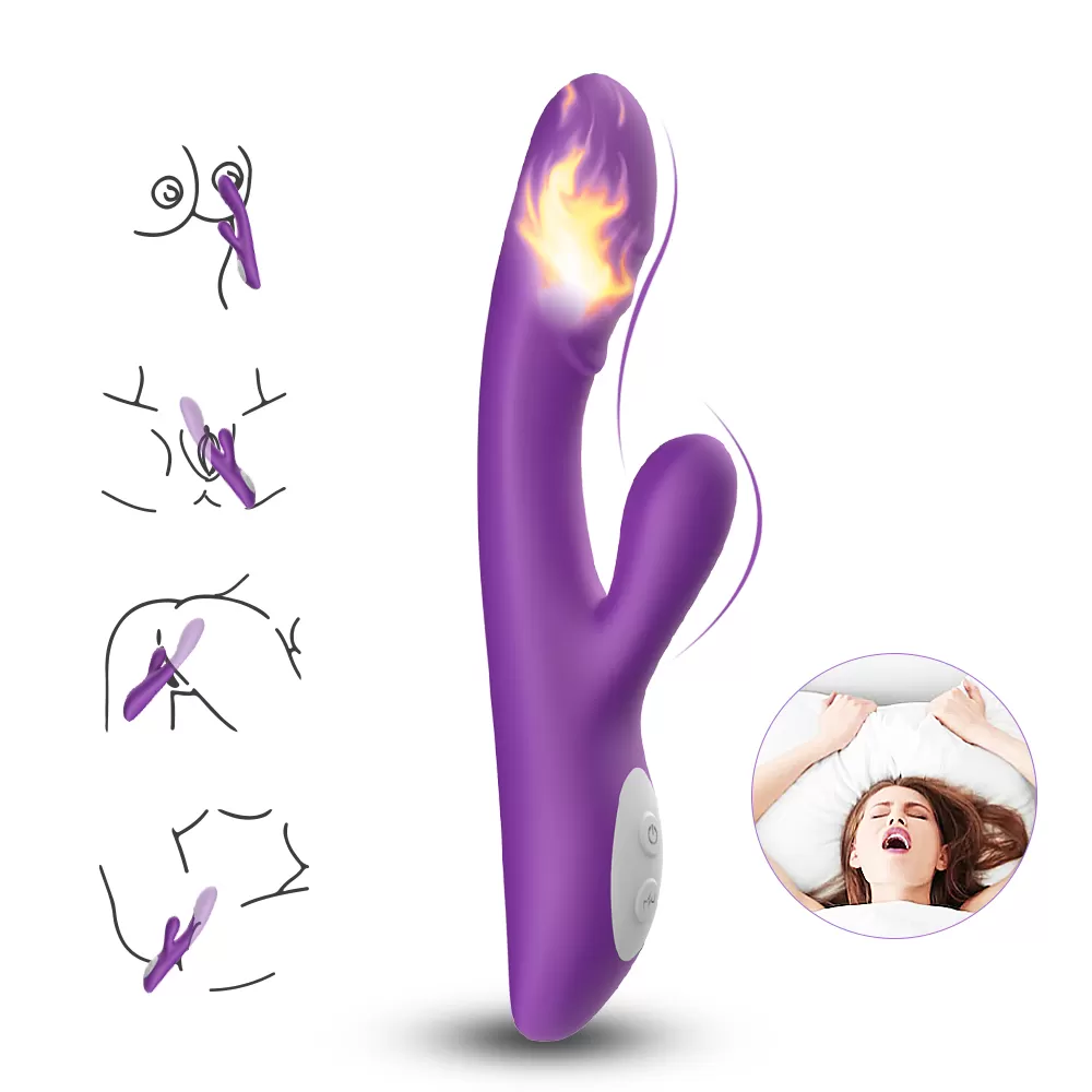 Spark - Şarjlı Isıtmalı Aynı Anda Klitoris ve G Spot Uyarıcı Güçlü Titreşimli 2 in 1 Rabbit Vibratör detay