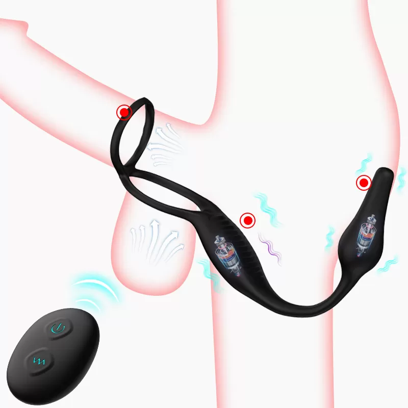 Alan Rct - Şarjlı Kumandalı Testis ve Penis Halkalı Güçlü Titreşimli Aynı Anda Perine ve Prostat Uyarıcı Vibratör detay