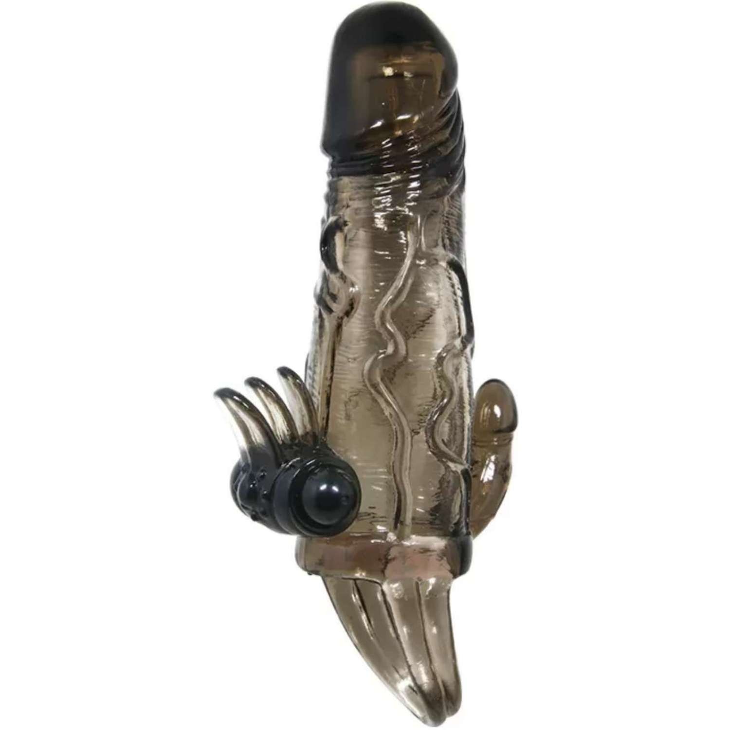 BRAVE MAN Uzatmalı Klitoris Anal ve G-Spot Uyarıcı Titreşimli 3 in 1 Silikon Penis Kılıfı