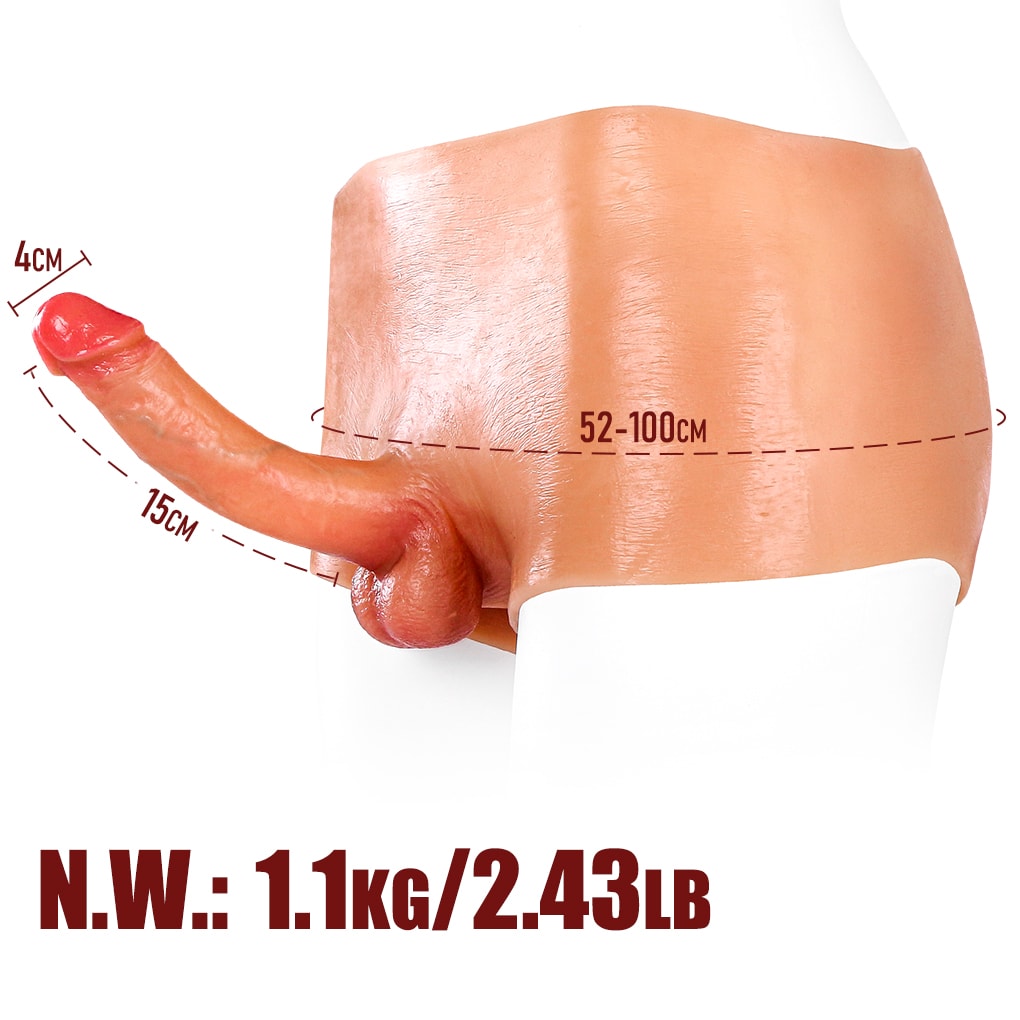 Cross-dressing Gerçekçi Dokuda Giyilebilir Yapay Penis Realistik Strapon Dildo 15x4 CM