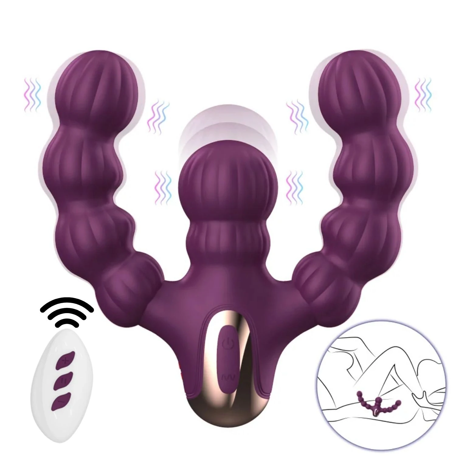 Alina - Şarjlı Uzaktan Kumandalı İleri Geri Hareketli Güçlü Titreşimli Yeni Nesil Biseksüel Çift Vibratörü