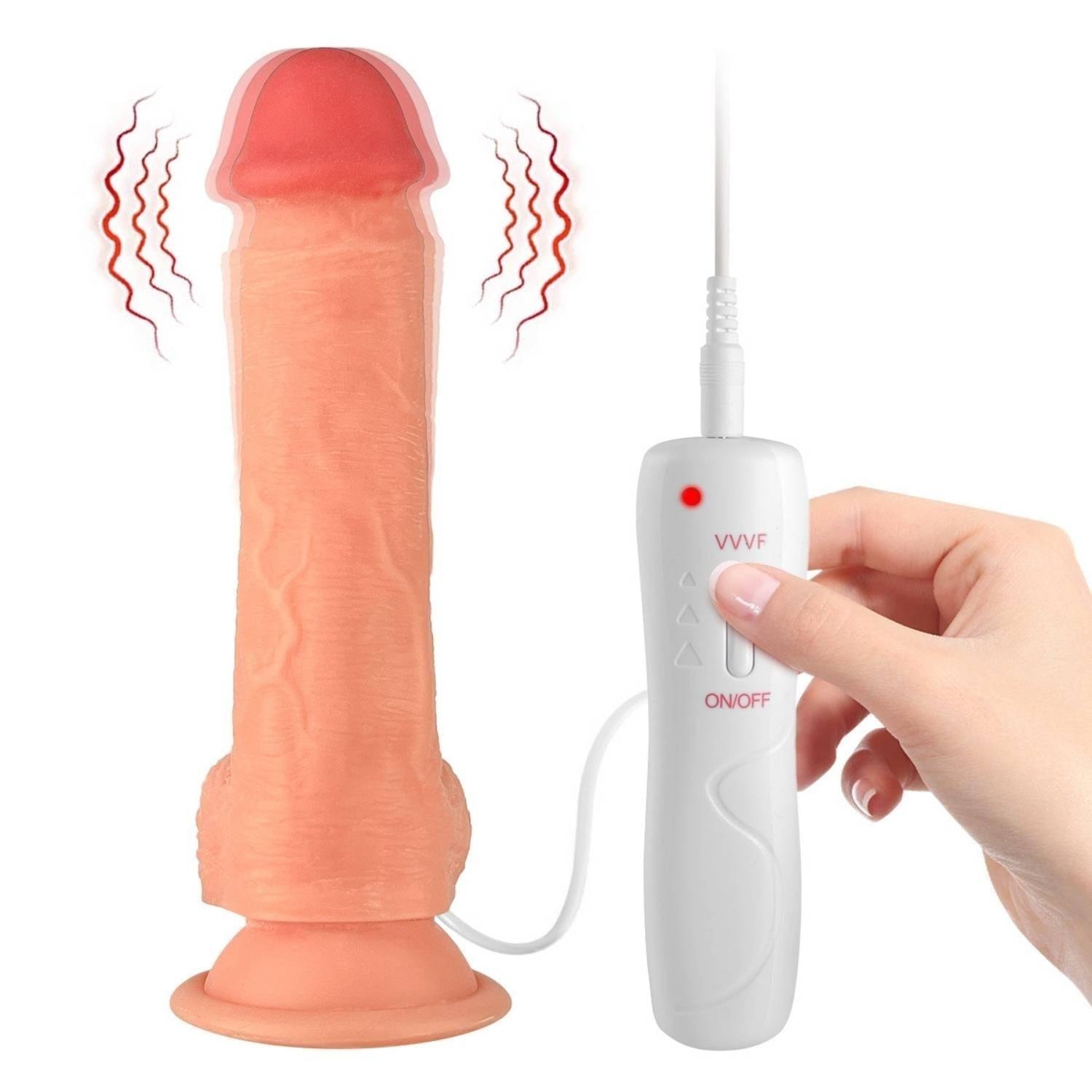 Ricky - Kumandalı Vantuzlu Güçlü Titreşimli Gerçekçi Yapay Penis Realistik Dokuda Dildo 20 CM detay