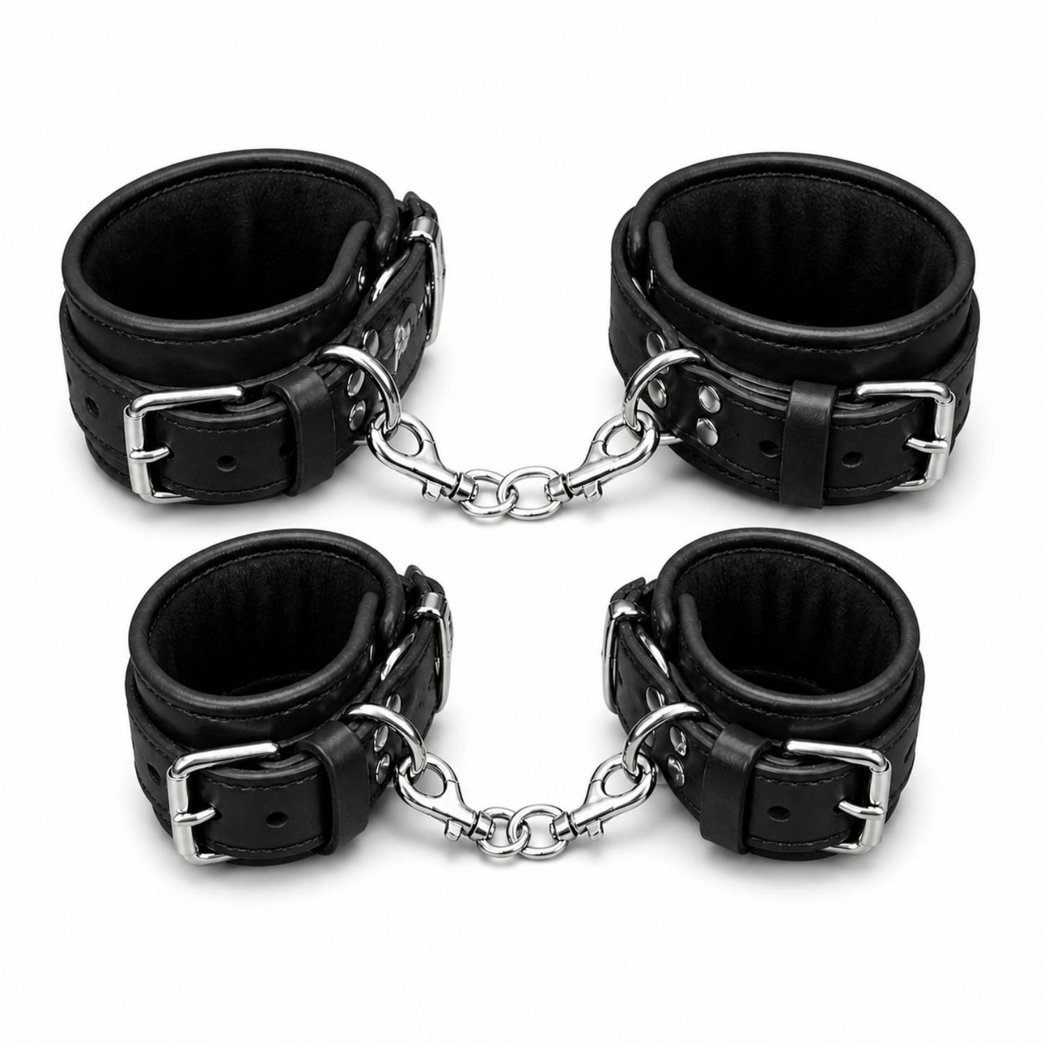 Fetish Beginner El ve Ayak Kelepçesi BDSM Set - Siyah