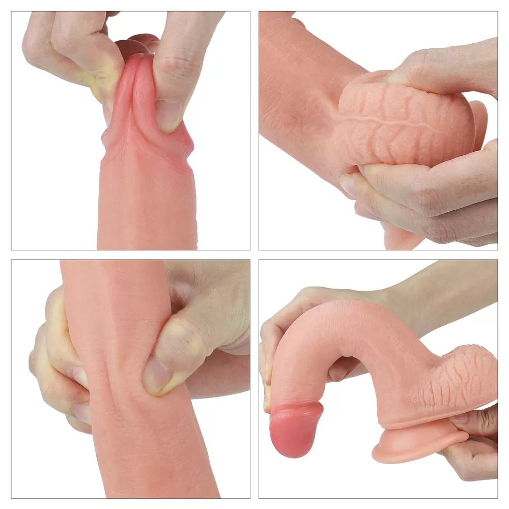 Çift Katmanlı Yumuşak Doku Realistik Dildo Silikon Gerçekçi Yapay Penis 20x3.5 CM detay