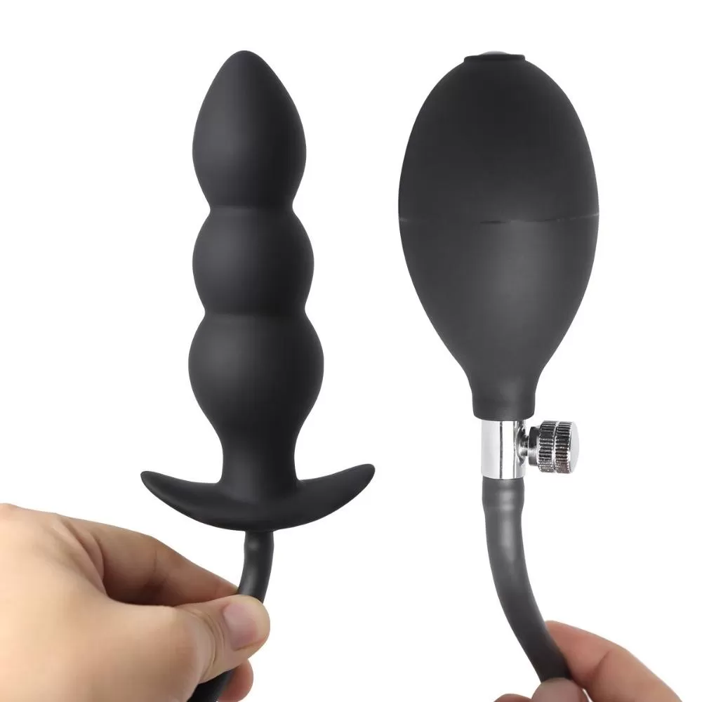 İnflatable Anal Beads Şişirilebilir Dereceli Boncuk Anüs Genişletici Boğumlu Silikon Anal Butt Plug detay