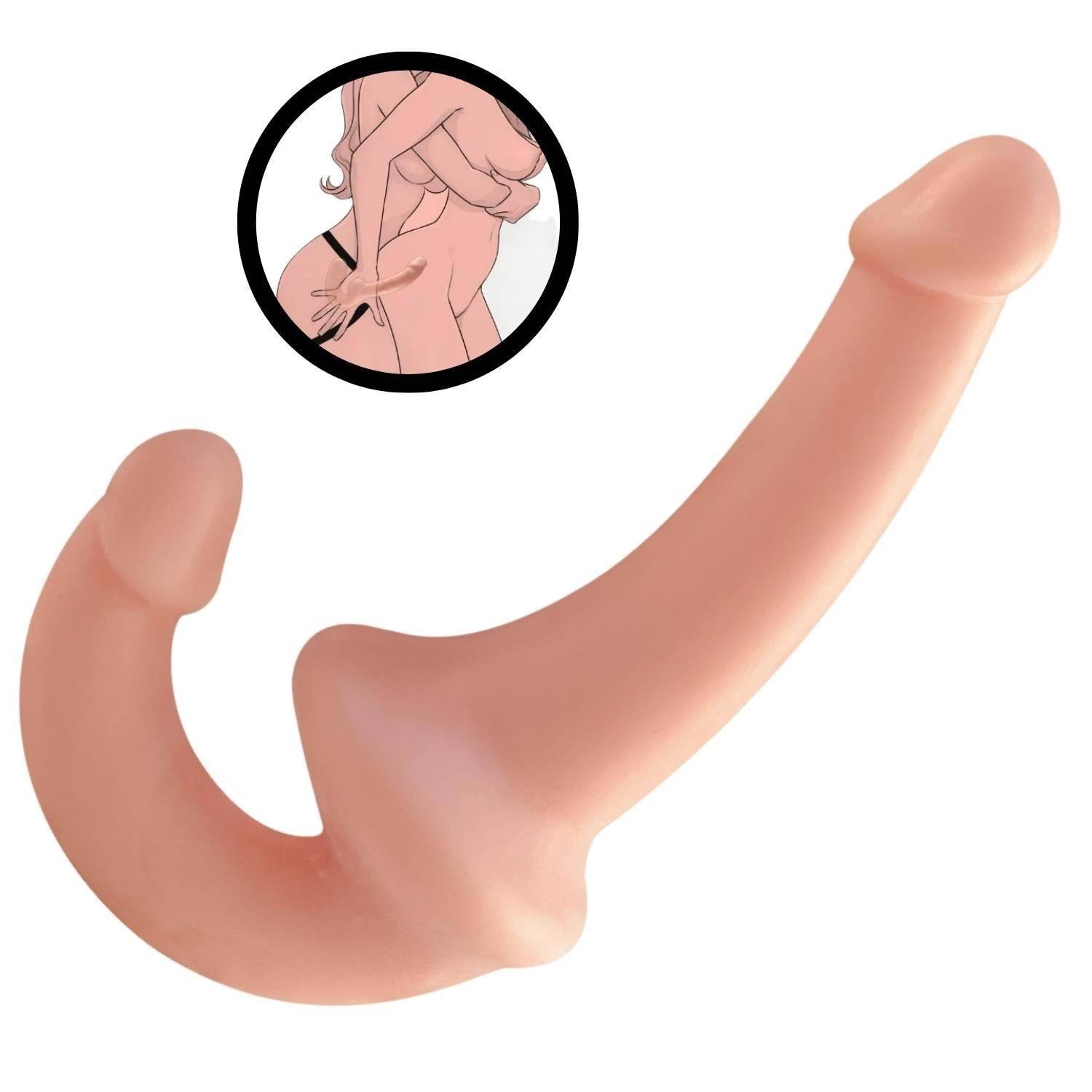 Ultra Soft Realistic Strapless Strap-on Double Dildo Yumuşak Doku Gerçekçi Çift Taraflı Realistik Yapay Penis detay