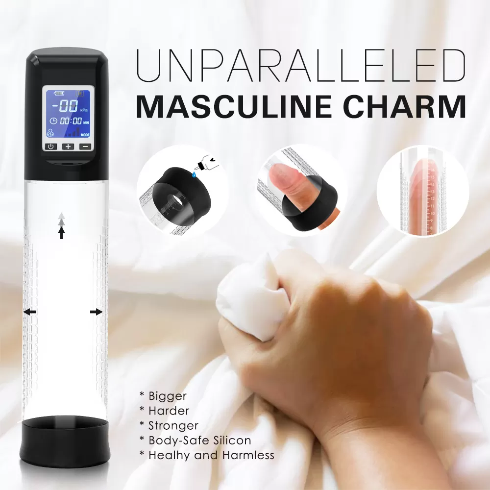 Şarjlı LCD Ekran Dijital Göstergeli Profesyonel Akıllı Tam Otomatik Penis Vakum Pompası detay