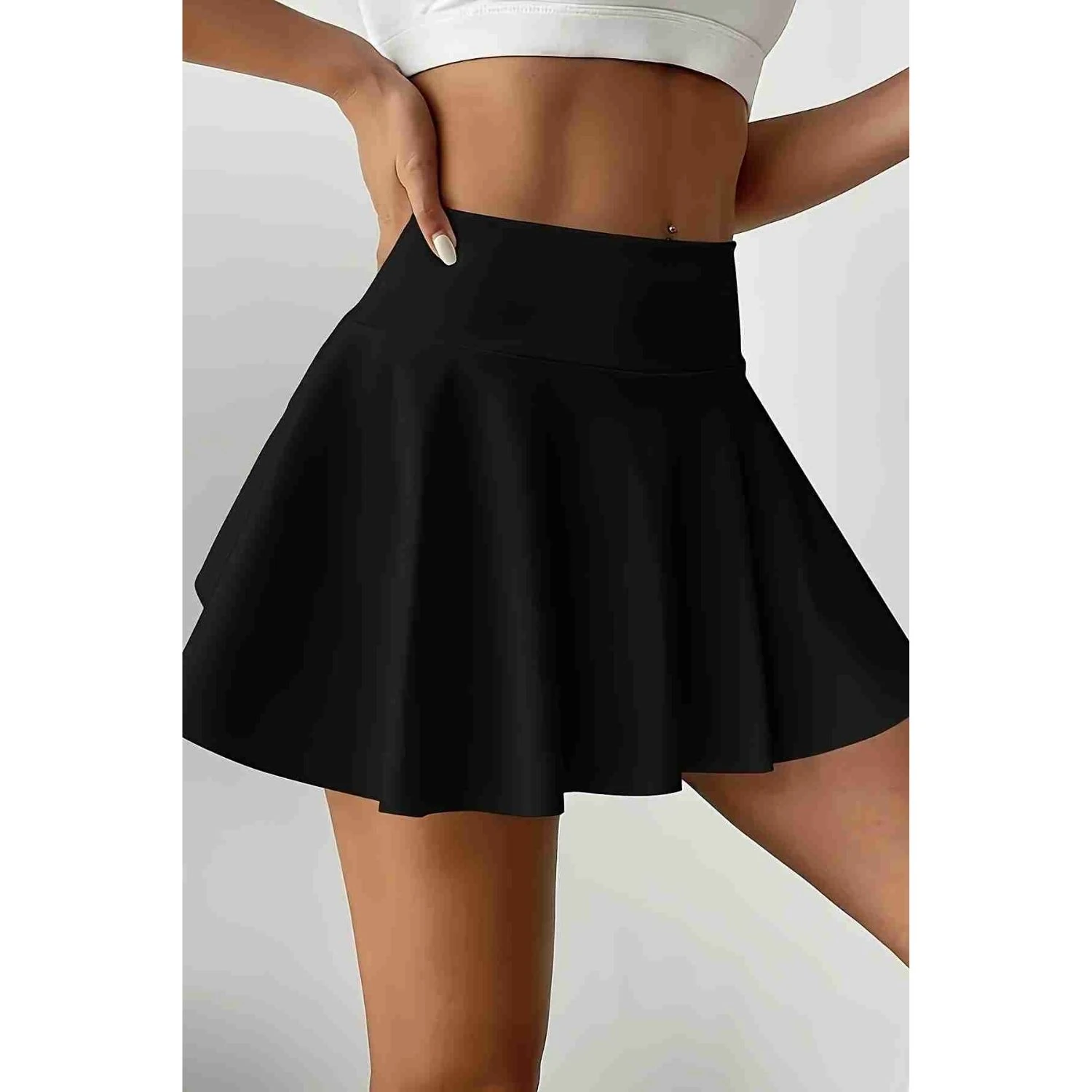 Sens Fantezi İç Giyim Esnek Bol Kesim Likralı Taytlı Sporcu Tenis Eteği Seksi Mini Etek Siyah - 7119