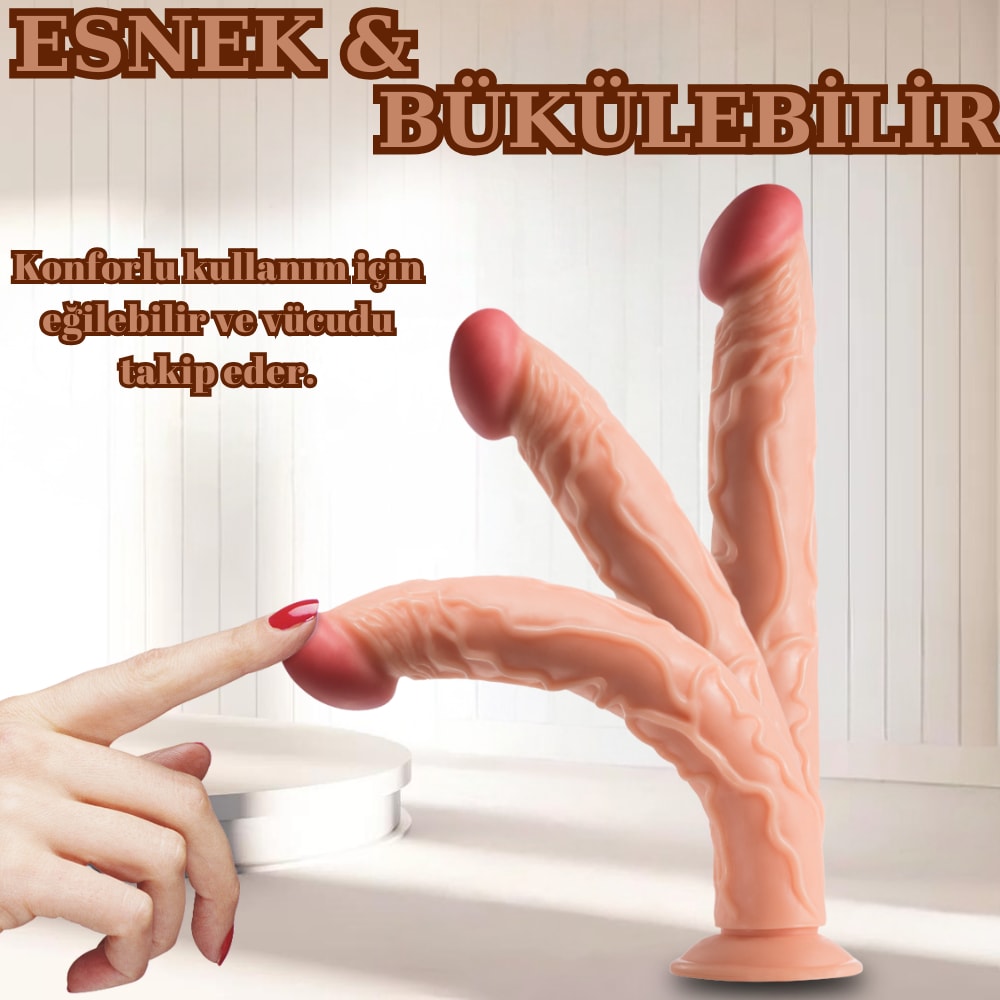 Gerçekçi Dokuda Dev Boy Kemerli Belden Bağlamalı Realistik Büyük Boy Yapay Penis 35 CM detay