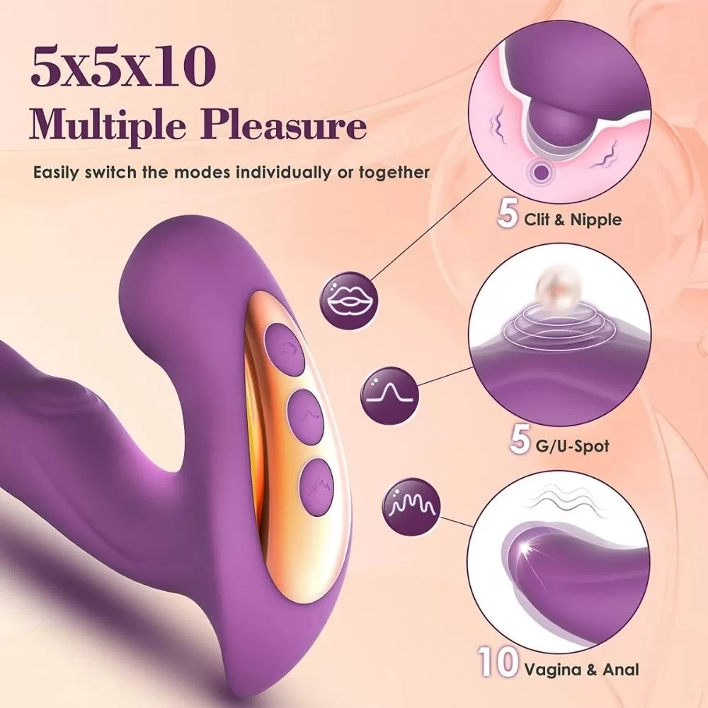 FABULOUS Güçlü Titreşimli Su Geçirmez G-Spot ve Klitoris Tapping 3 in 1 Vibratör detay