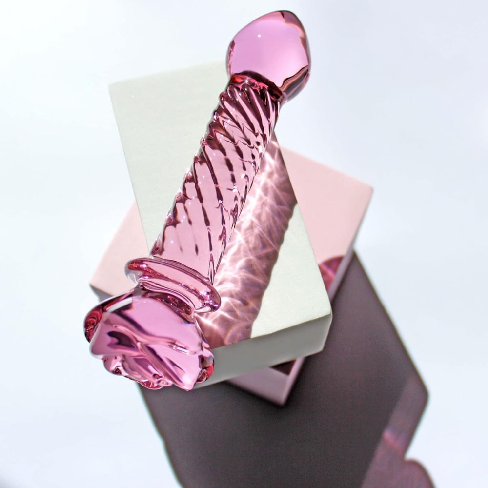 Sıcak Soğuk His Tırtıklı Kristal Cam Anal Plug Dildo 14 CM detay