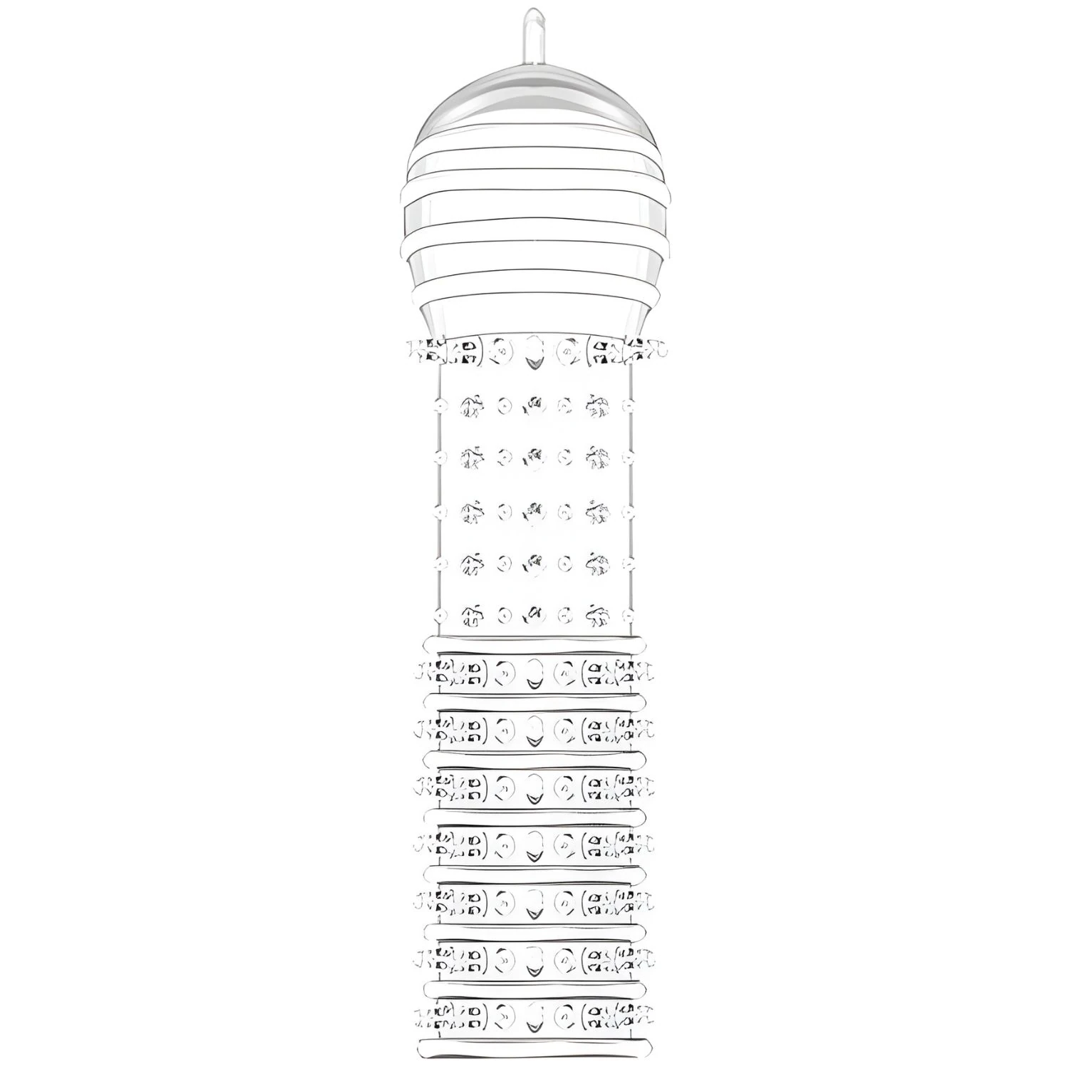 Tırtıklı Kabartmalı Güçlü Uyarıcı Şeffaf Silikon Penis Kılıfı - TYPE E