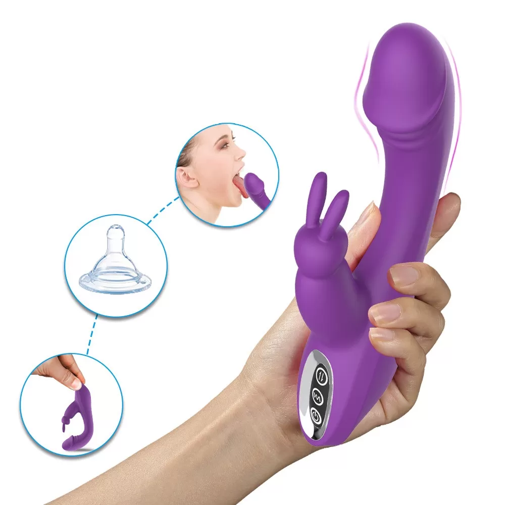 OLLY - Manyetik Şarjlı Su Geçirmez Klitoris ve G Spot Uyarıcı 2 in 1 Rabbit Tavşan Vibratör detay