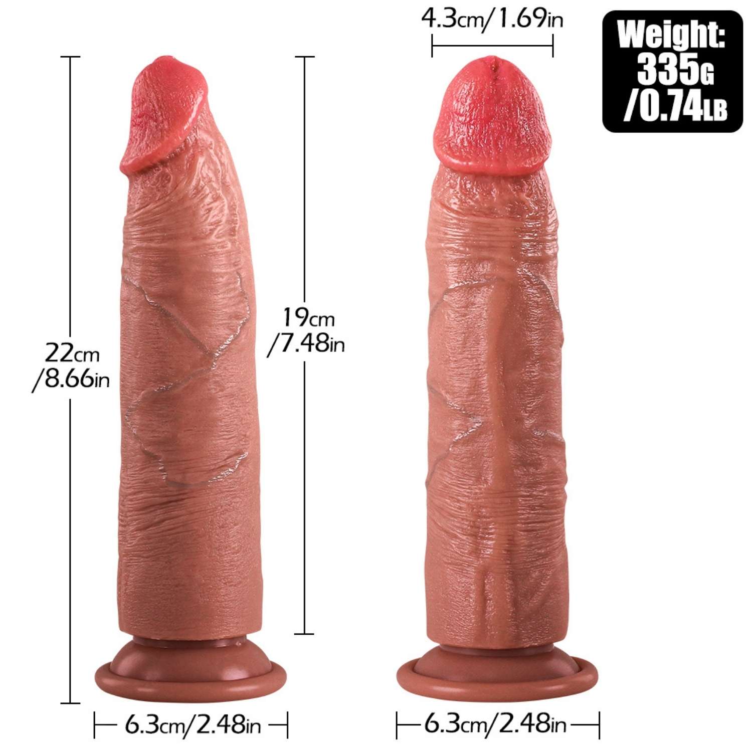 Hardy - Ultra Yumuşak Doku Testissiz Realistik Dildo Çift Katmanlı Silikon Gerçekçi Yapay Penis 22x4.3 CM