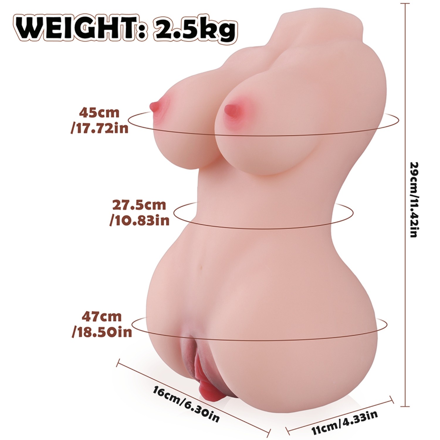 Premium Torso Masturbator Lola - Anal Vajina Girişli Realistik Manken 2 in 1 Suni Titreşimli Vajina
