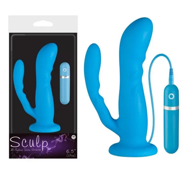 Sculp Silikon Çatal Vibratör 17 Cm Mavi