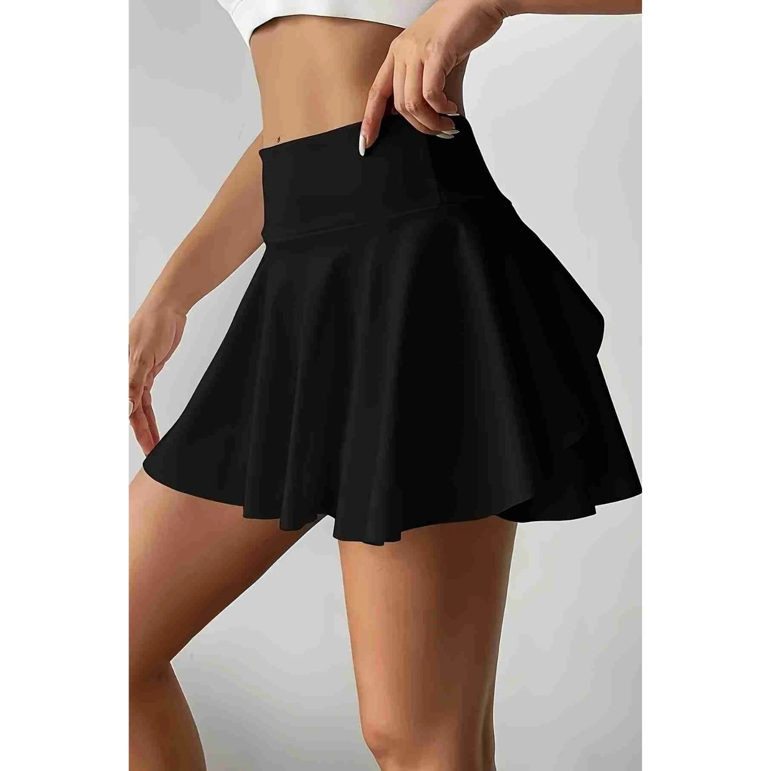 Sens Fantezi İç Giyim Esnek Bol Kesim Likralı Taytlı Sporcu Tenis Eteği Seksi Mini Etek Siyah - 7119