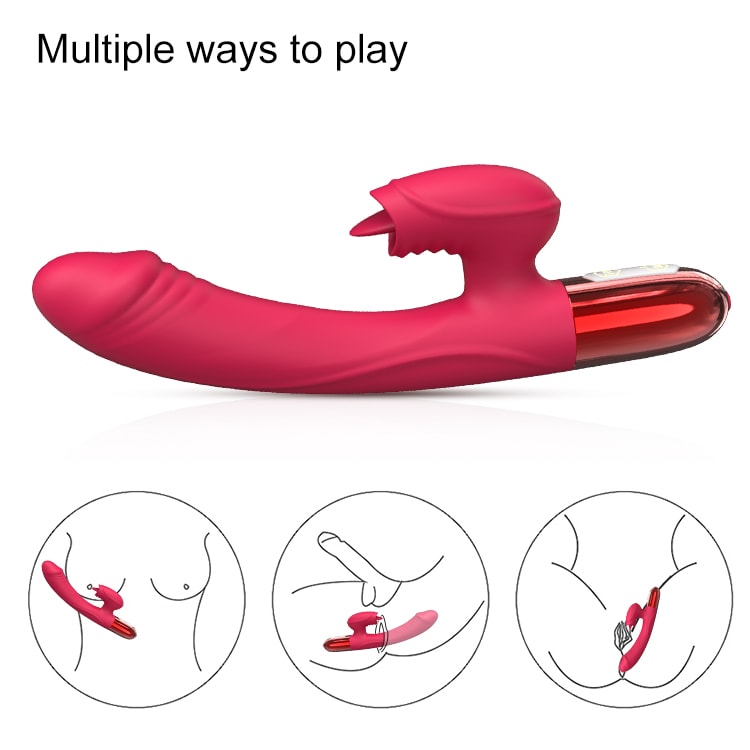 V2 Şarjlı Akıllı Isıtmalı Güçlü Titreşimli G-Spot Klitoris Uyarıcı Yapay Penis 2 in 1 Dil Vibratör detay