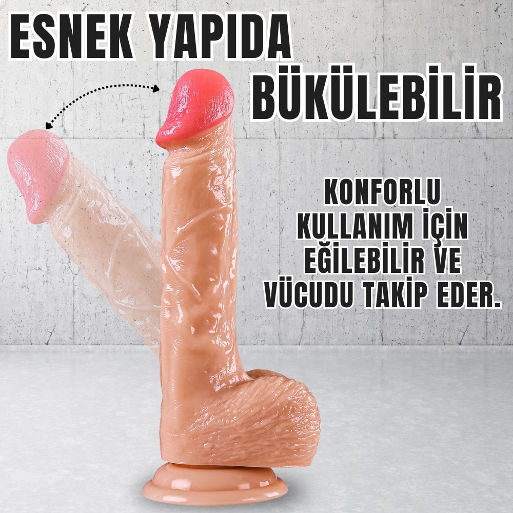 Güçlü Vantuzlu Damarlı Realistik Dildo Gerçekçi Yapay Penis 21x3.7 CM detay