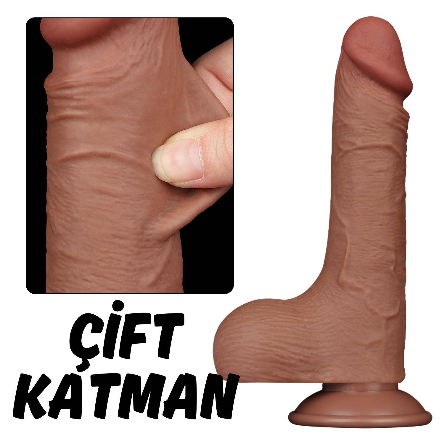 Felix - Hareketli Kayar Deri Çift Katmanlı Realistik Vibratör Dildo Ultra Yumuşak Gerçekçi Titreşimli Zenci Yapay Penis detay