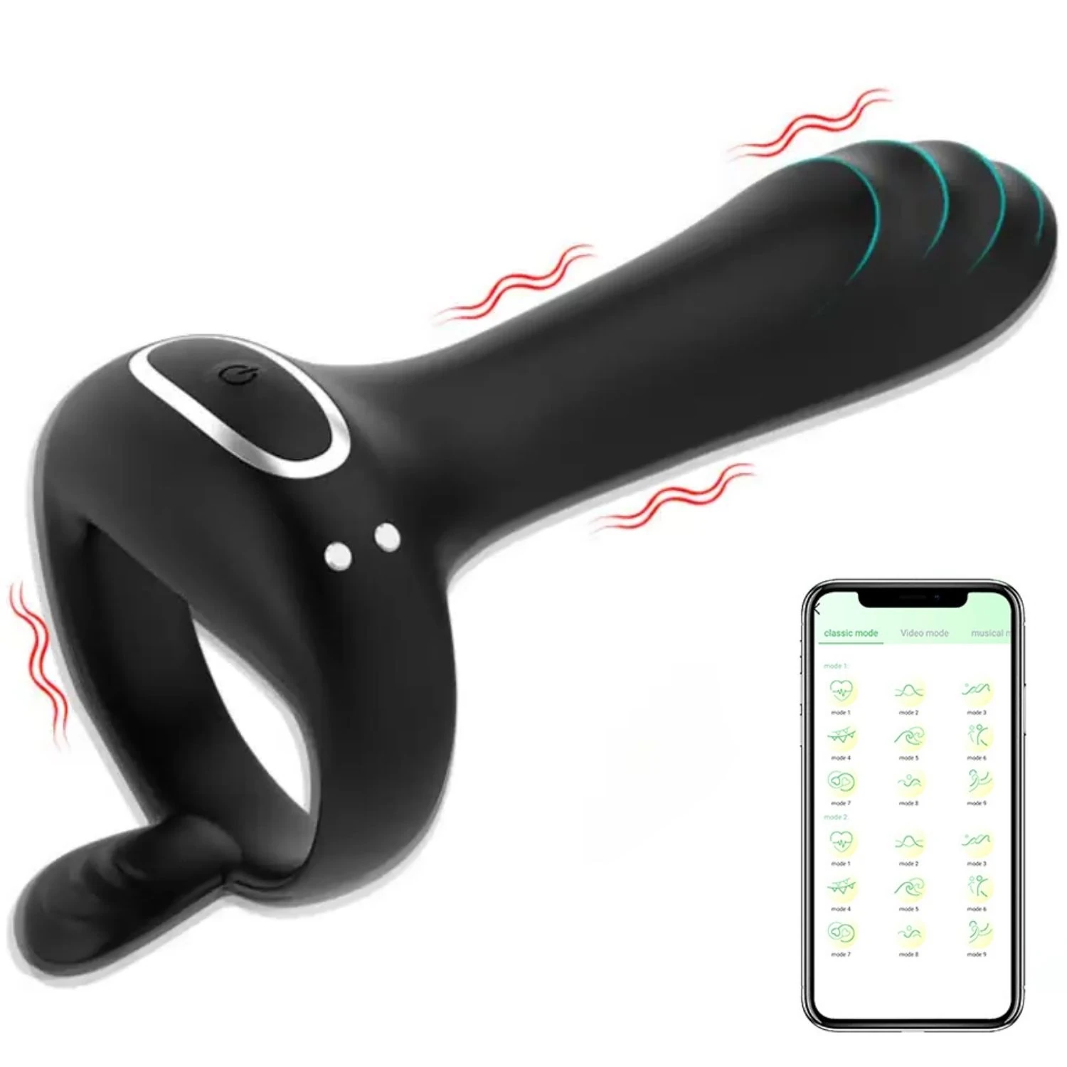 Şarjlı Telefon Kontrollü Perine Uyarıcı Kılıf G Nokta Uyarıcı Titreşimli Penis Halkası