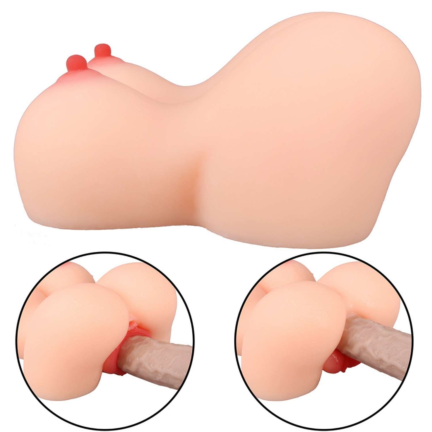 Jessica - Anal Vajina Çift Girişli Titreşimli Isıtmalı Realistik Kalça Göğüs Mastürbatör 2.3 KG