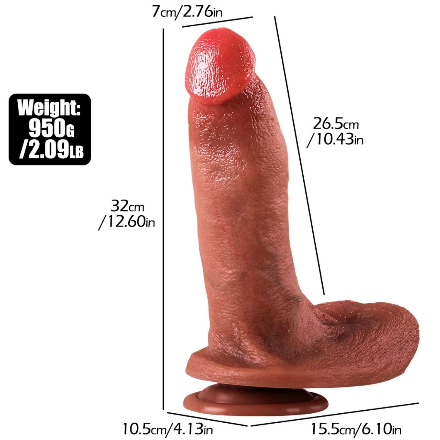Wayne - Ultra Yumuşak Dokulu Büyük Boy Kalın Realistik Dildo Çift Katmanlı Silikon Gerçekçi Yapay Penis 24x5.8 CM