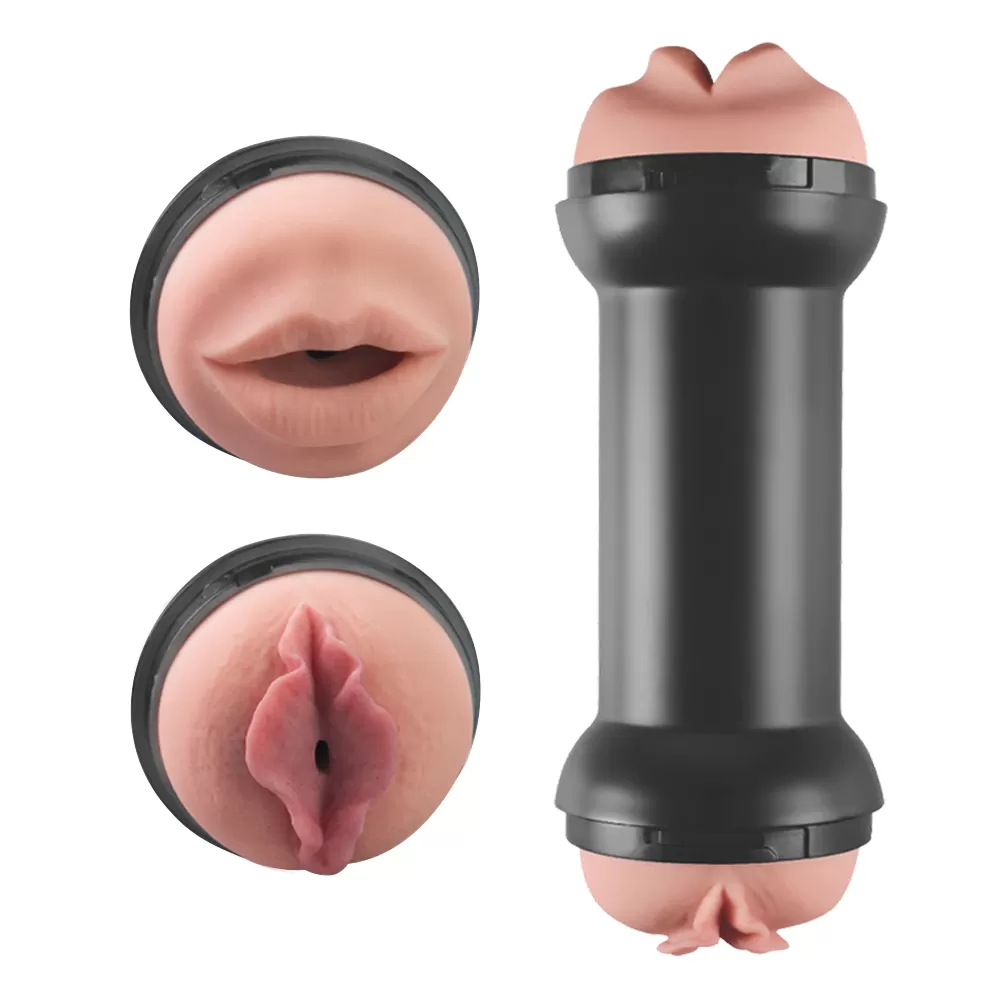 Tutma ve Saklama Dumbell Kutulu Çift Taraflı Oral Vajina Girişli Gerçekçi Mastürbatör 22 CM detay