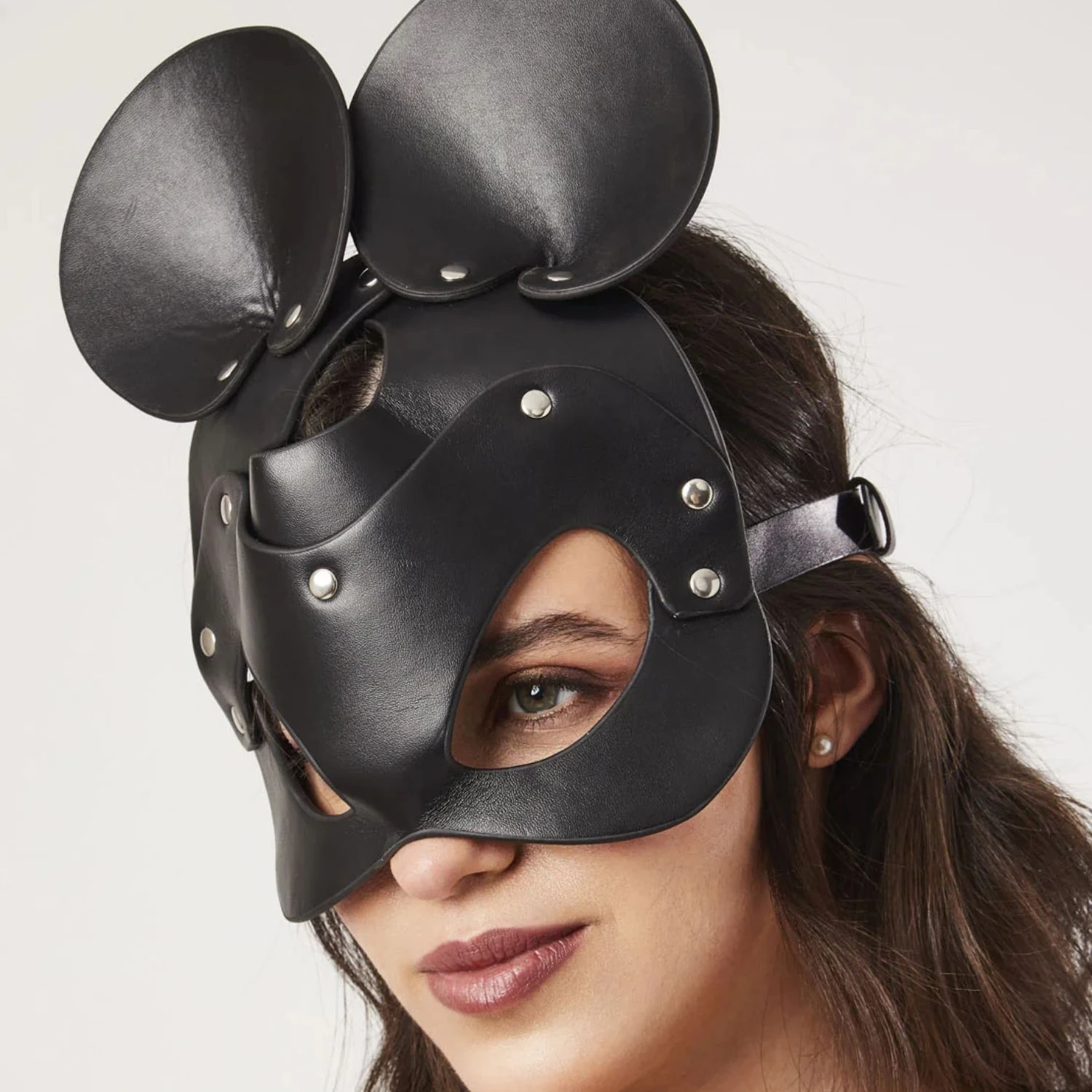 Sens Fantasy Mickey Mouse Mask Yuvarlak Kulaklı Fantezi Deri Maske - J967