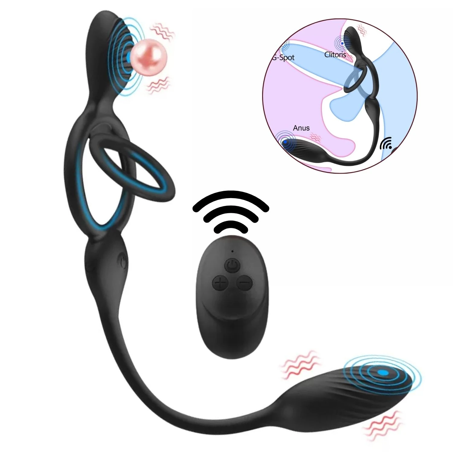 Şarjlı Kablosuz Kumandalı Prostat Perine Uyarıcı Anal Vibratör Klitoris Uyarıcı Testis Penis Halkası
