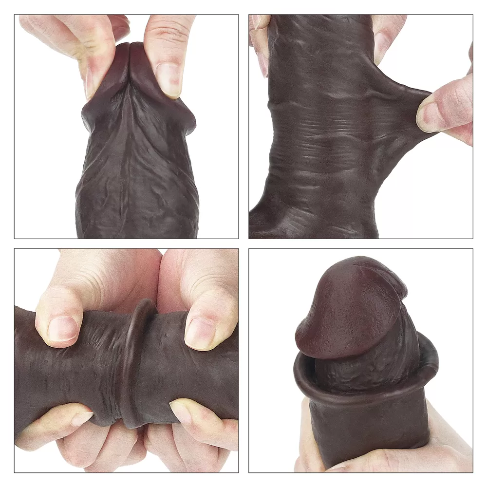 20 CM Tam Testisli Ultra Yumuşak Çift Katmanlı Belden Bağlamalı Zenci Penis detay